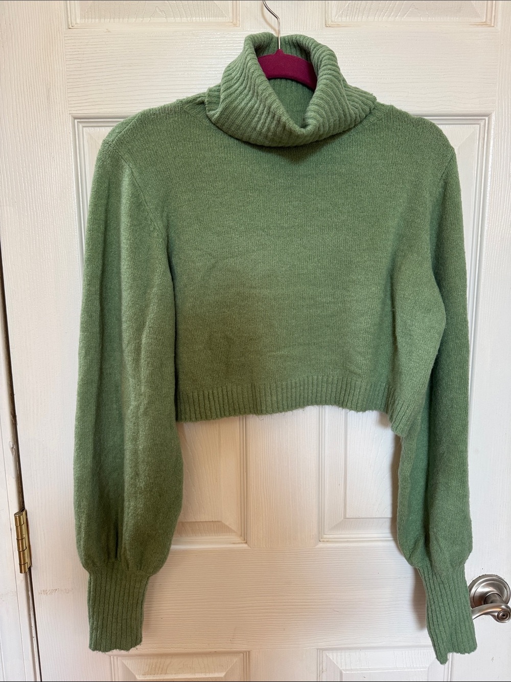 Princess Polly Sage Green Cropped Turtleneck Sweater